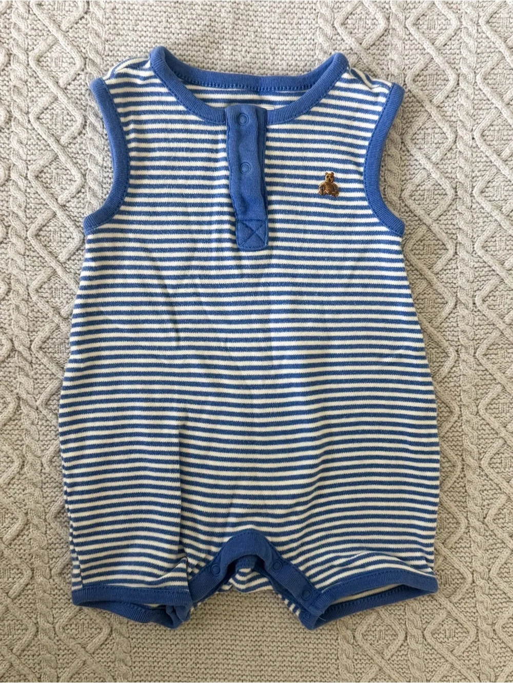 Hanna Andersson GAP H&M Blue Striped Baby One-Piece Romper Bundle 0-3M
